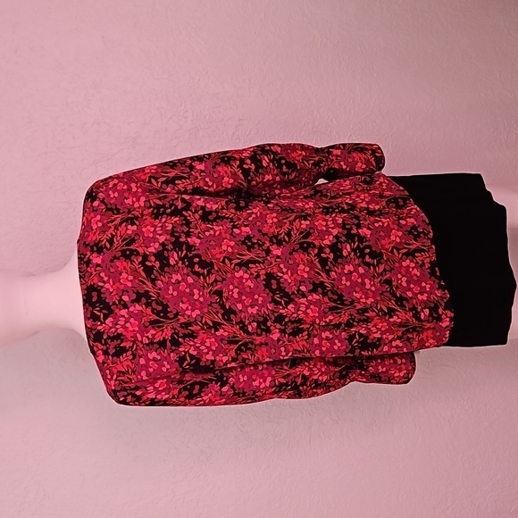 ROZ & ALI Fairycore Floral Chiffon Jabot Long Sleeve Blouse - Picture 5 of 8